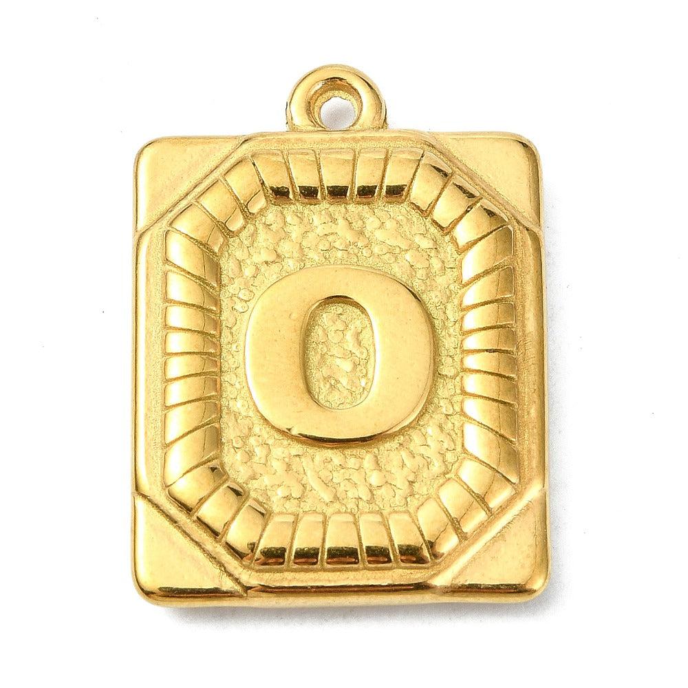 Bedel letter rechthoek alfabet A-Z RVS 18K goud 25x18mm - Image 14