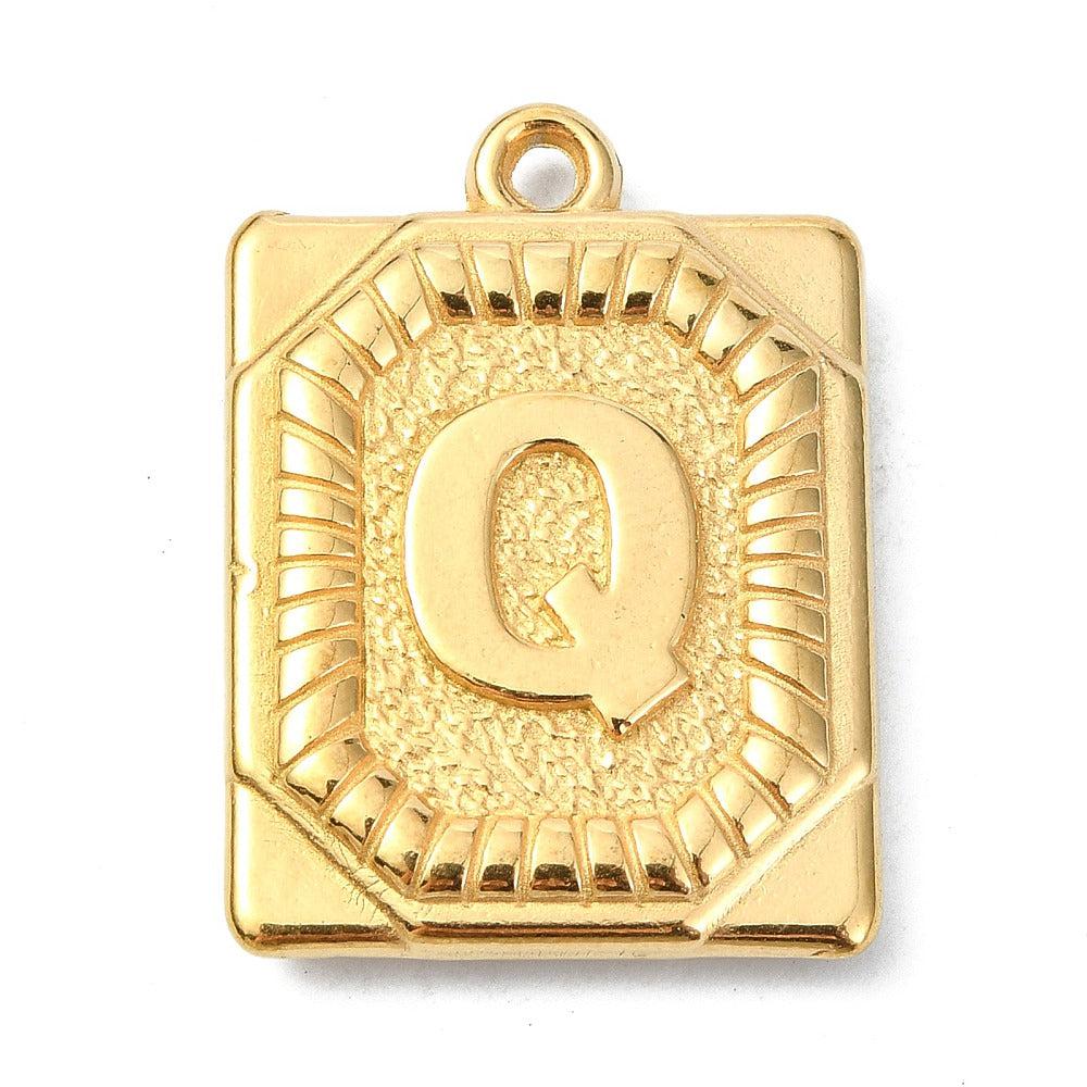 Bedel letter rechthoek alfabet A-Z RVS 18K goud 25x18mm - Image 16