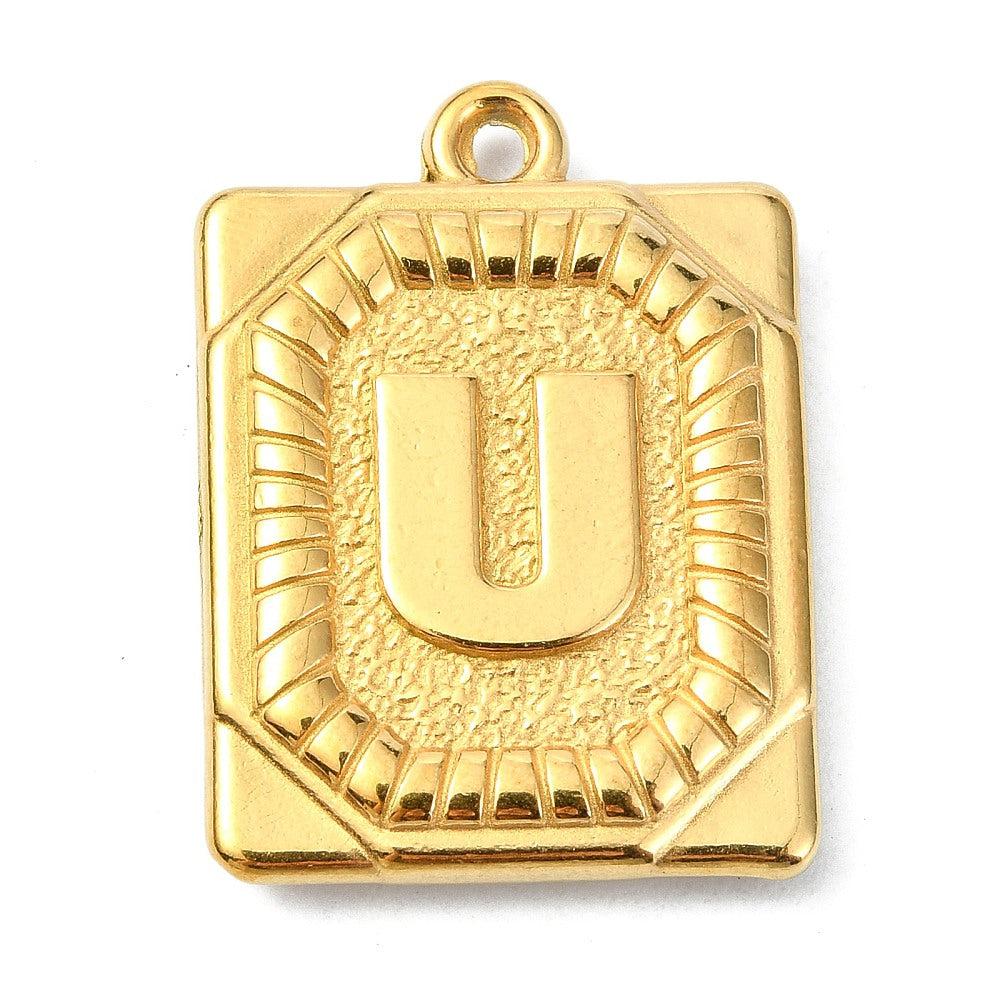 Bedel letter rechthoek alfabet A-Z RVS 18K goud 25x18mm - Image 20