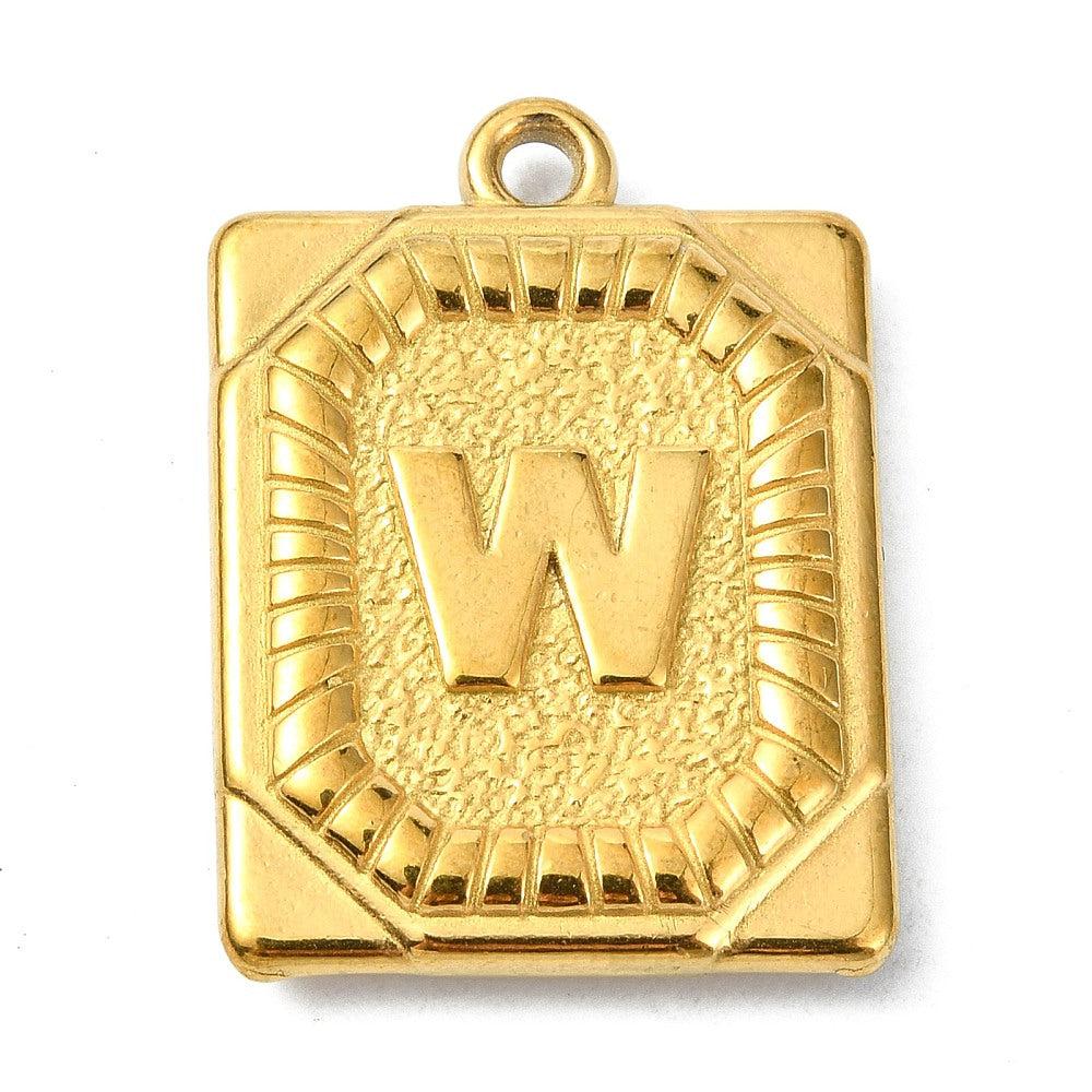 Bedel letter rechthoek alfabet A-Z RVS 18K goud 25x18mm - Image 22