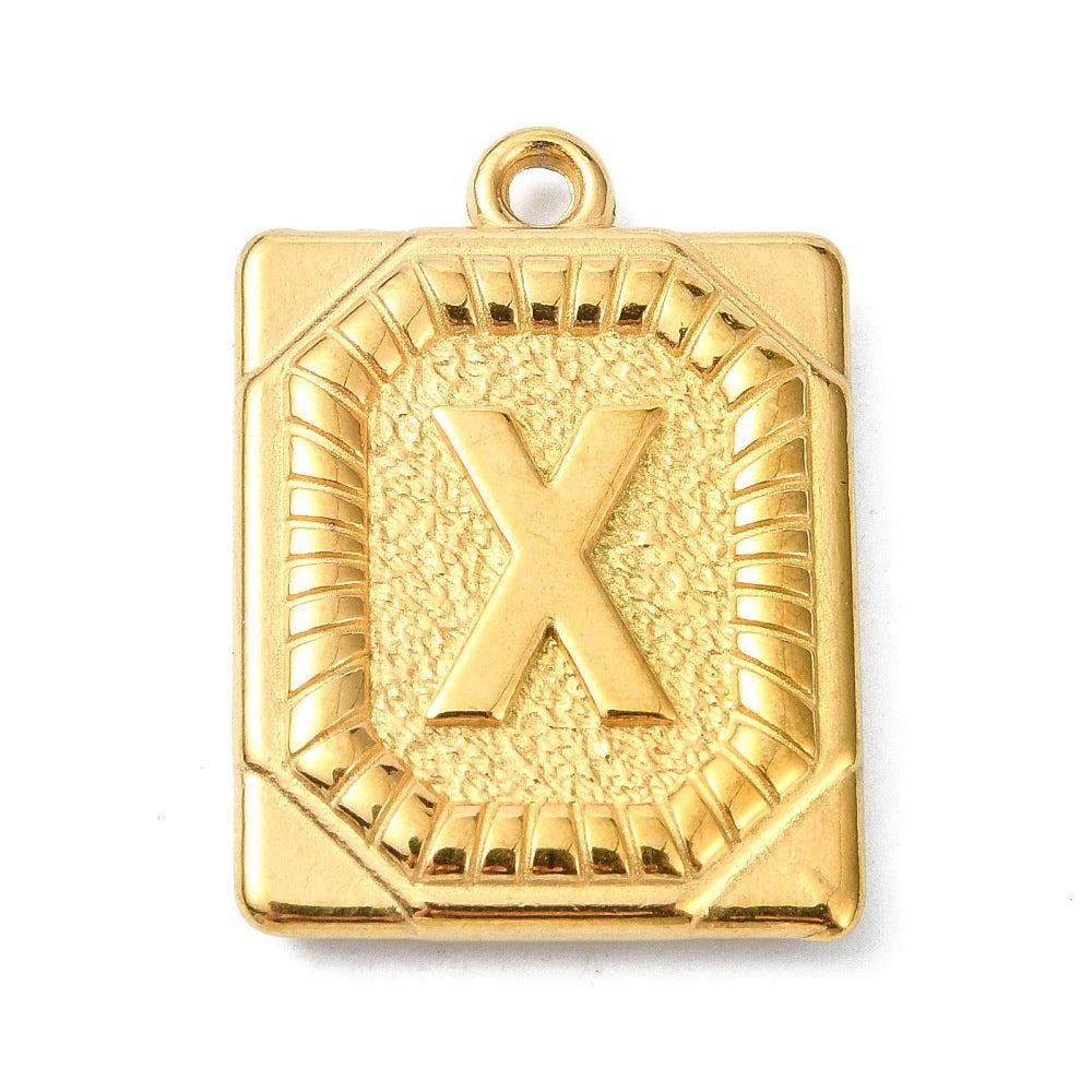 Bedel letter rechthoek alfabet A-Z RVS 18K goud 25x18mm - Image 23