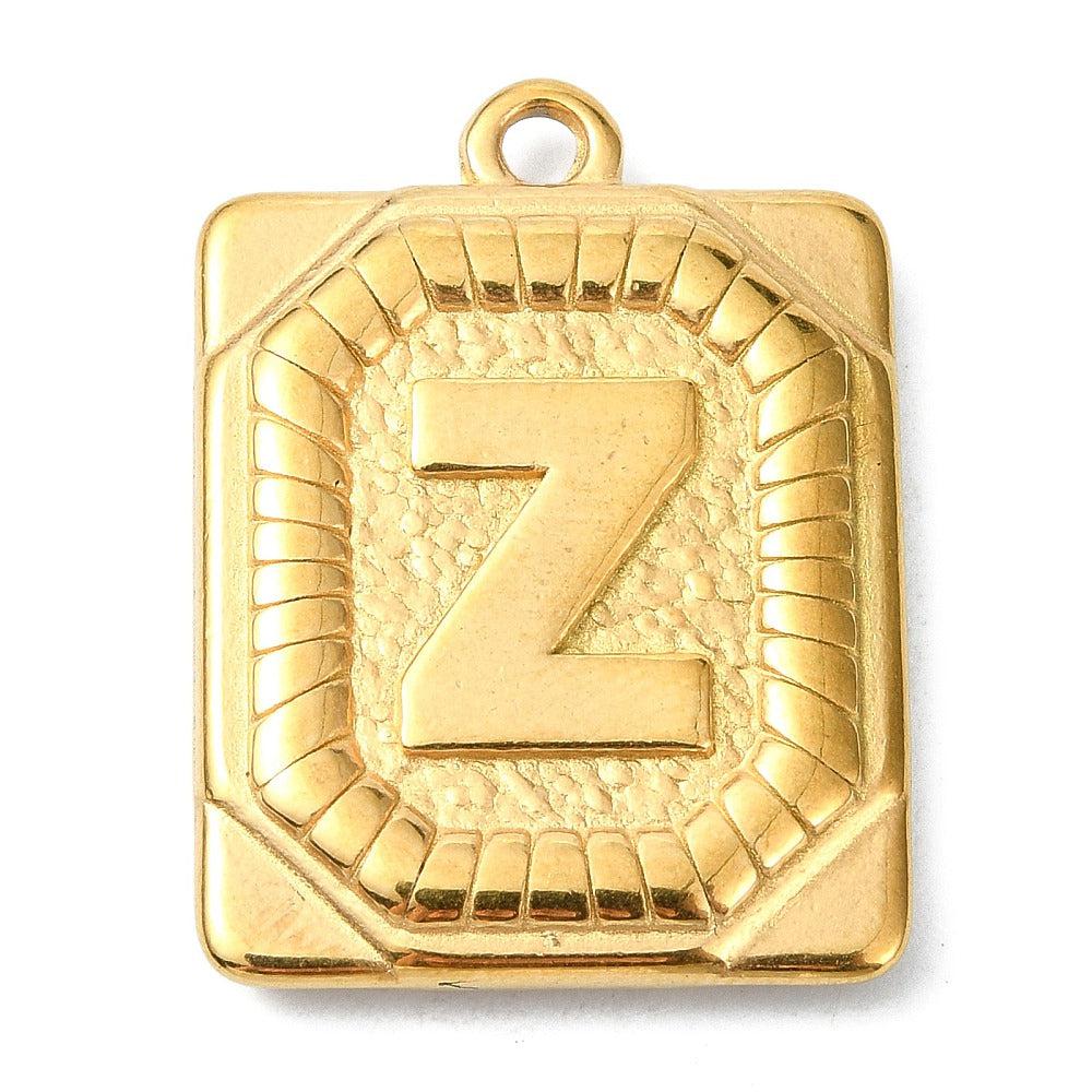 Bedel letter rechthoek alfabet A-Z RVS 18K goud 25x18mm - Image 25