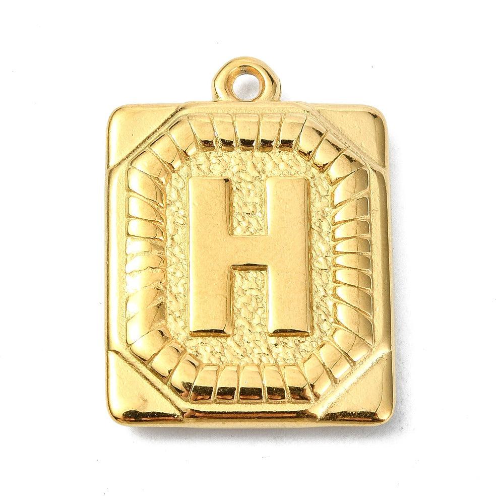 Bedel letter rechthoek alfabet A-Z RVS 18K goud 25x18mm - Image 7