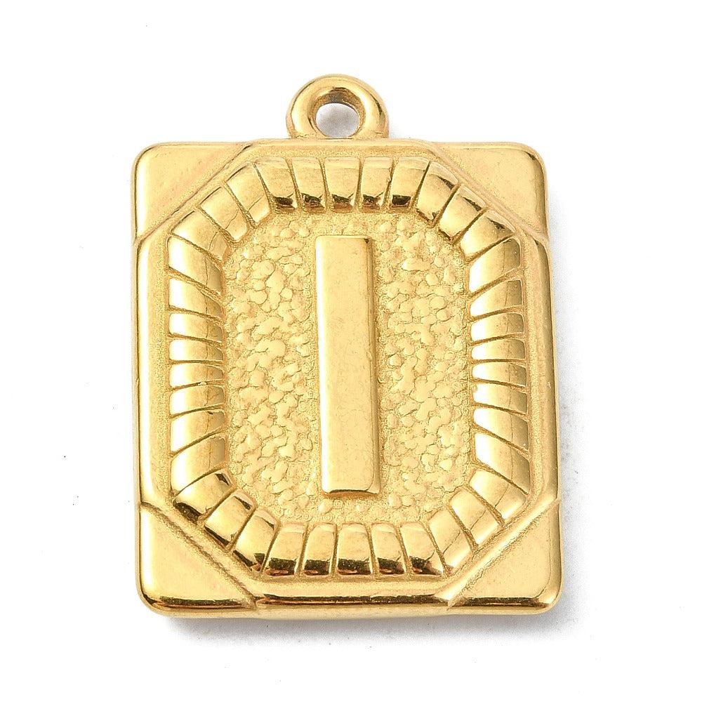 Bedel letter rechthoek alfabet A-Z RVS 18K goud 25x18mm - Image 8