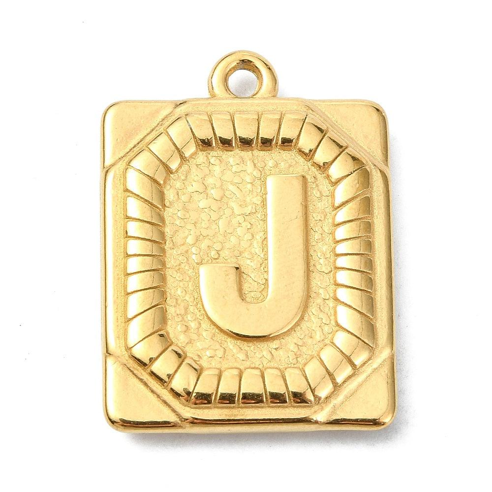 Bedel letter rechthoek alfabet A-Z RVS 18K goud 25x18mm - Image 9