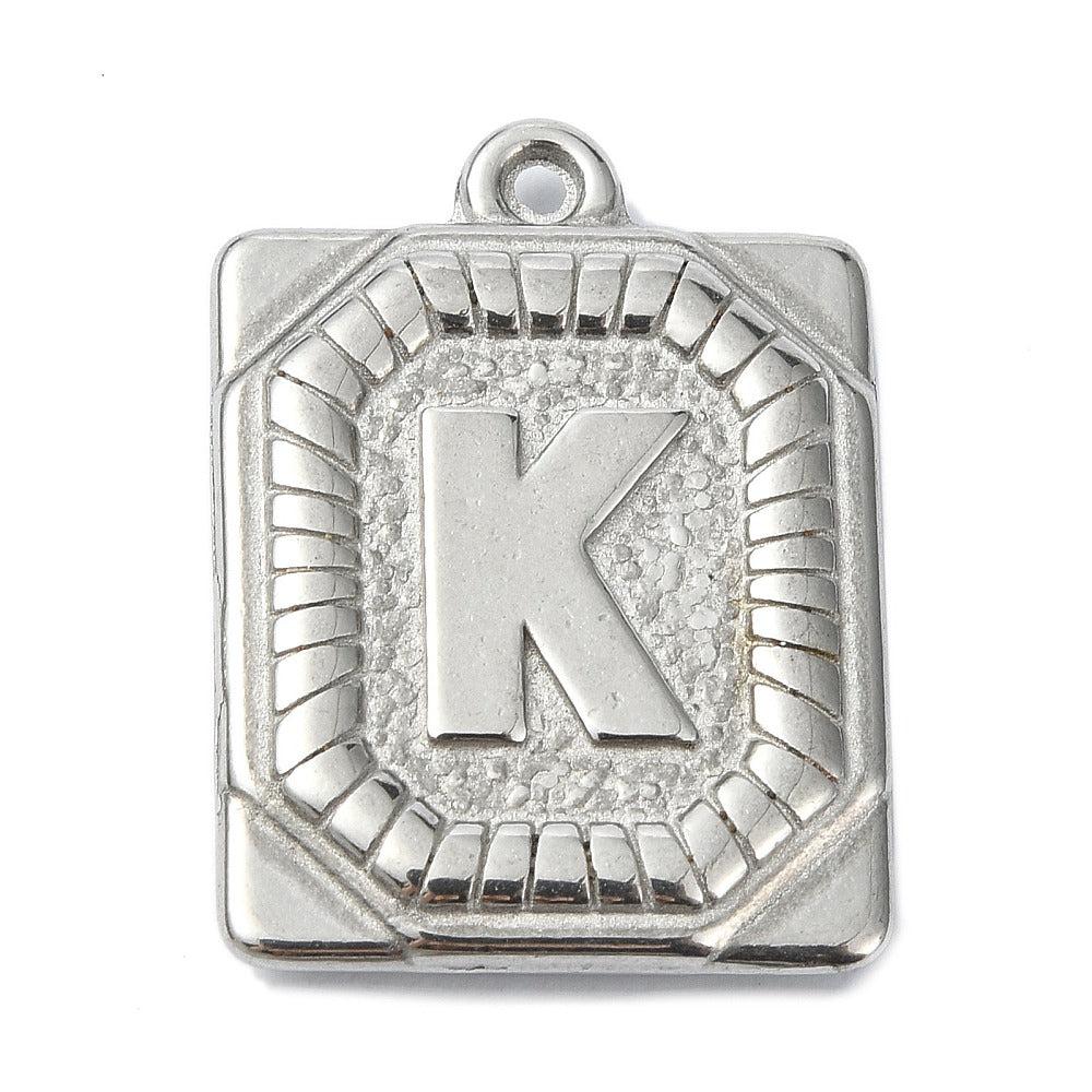 Bedel letter rechthoek alfabet A-Z RVS zilver 25x18mm - Image 12