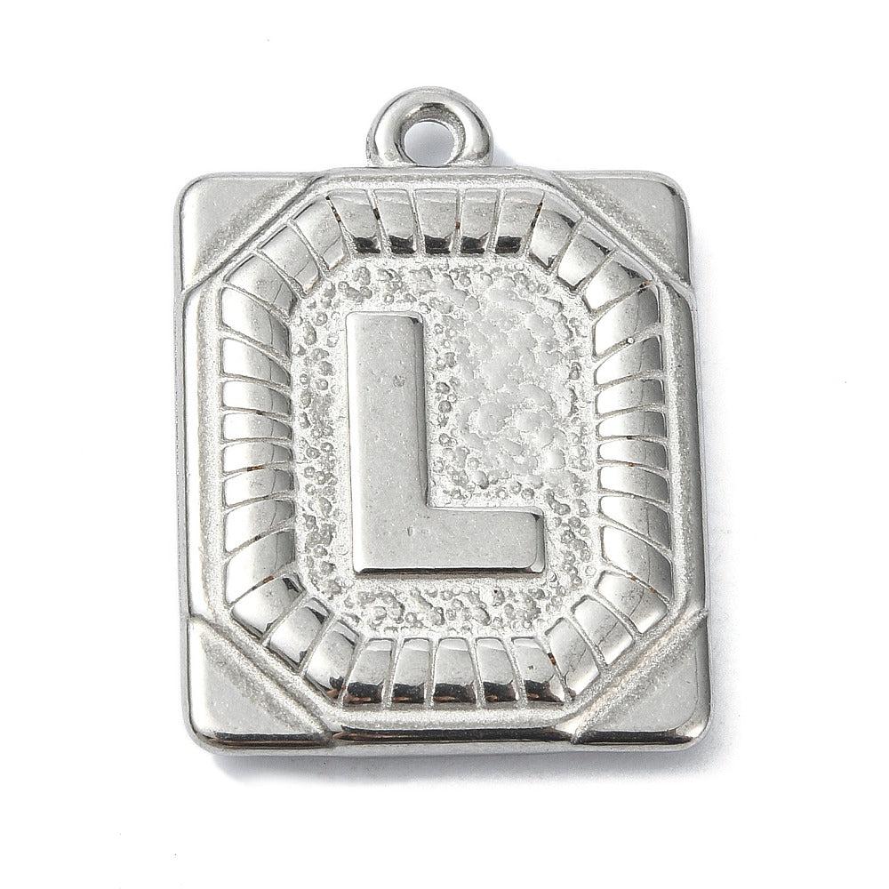 Bedel letter rechthoek alfabet A-Z RVS zilver 25x18mm - Image 13