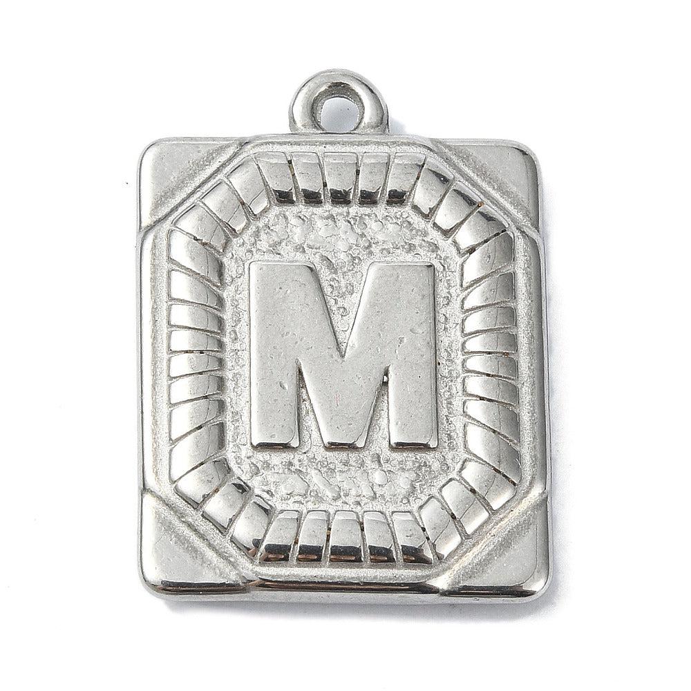 Bedel letter rechthoek alfabet A-Z RVS zilver 25x18mm - Image 14