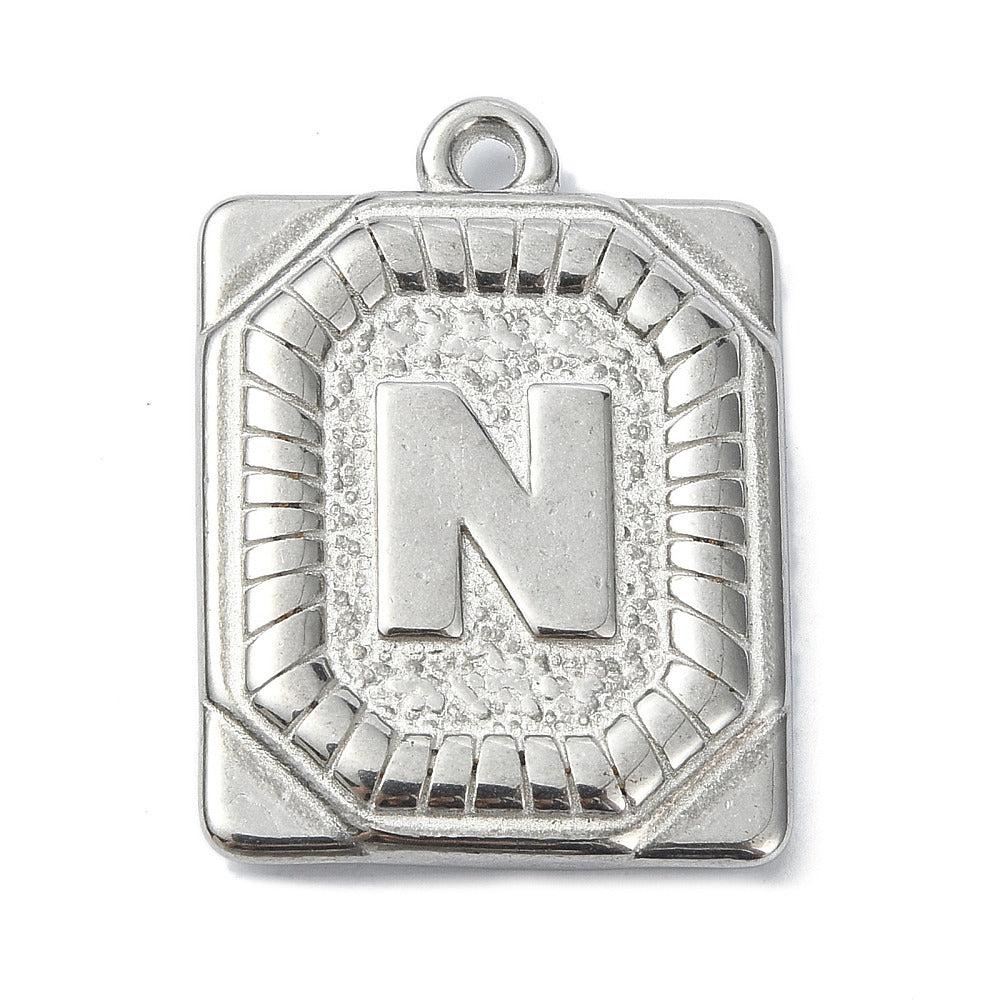 Bedel letter rechthoek alfabet A-Z RVS zilver 25x18mm - Image 15