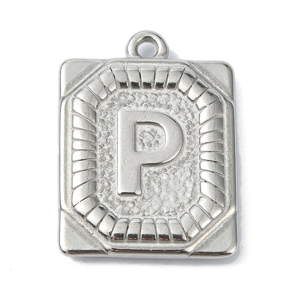 Bedel letter rechthoek alfabet A-Z RVS zilver 25x18mm - Image 17