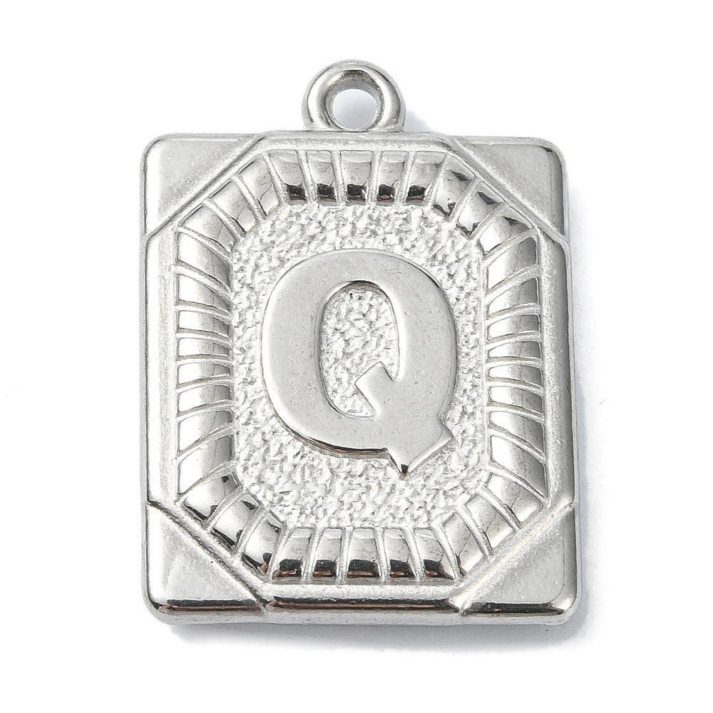 Bedel letter rechthoek alfabet A-Z RVS zilver 25x18mm - Image 18