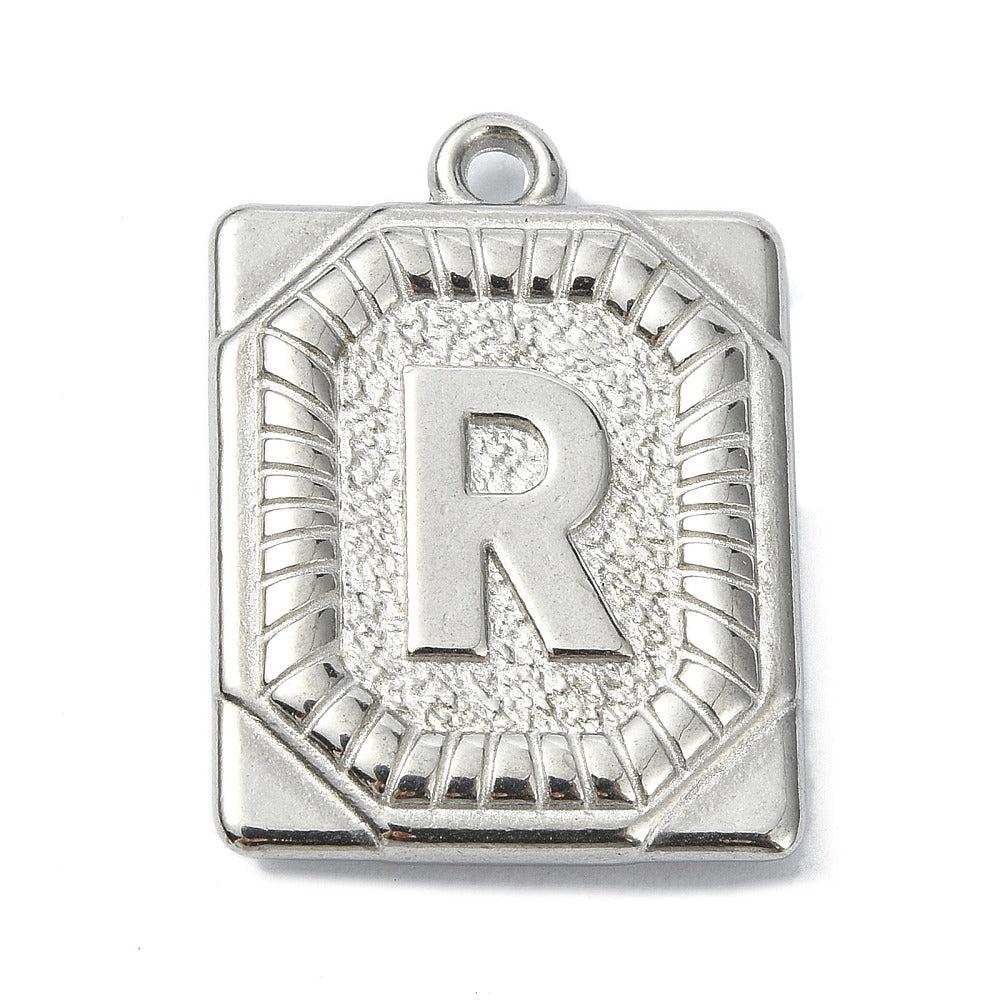 Bedel letter rechthoek alfabet A-Z RVS zilver 25x18mm - Image 19