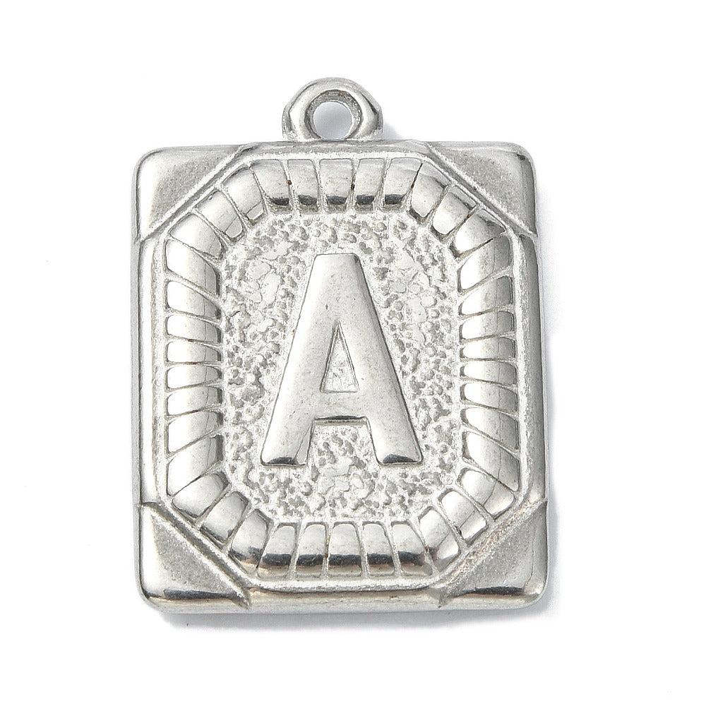 Bedel letter rechthoek alfabet A-Z RVS zilver 25x18mm - Image 2