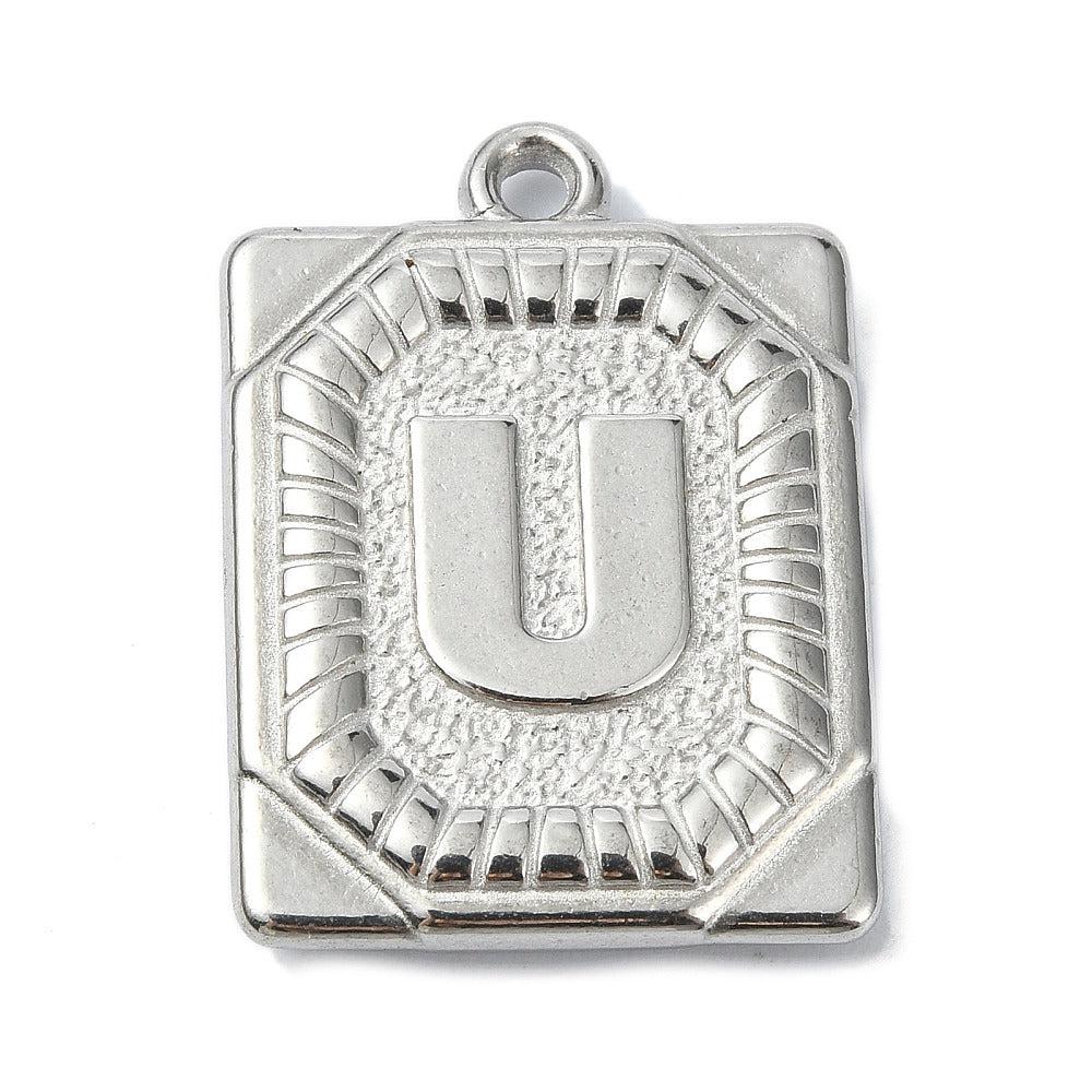 Bedel letter rechthoek alfabet A-Z RVS zilver 25x18mm - Image 22