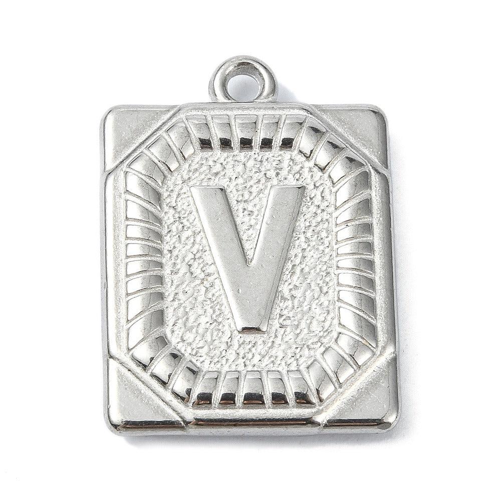 Bedel letter rechthoek alfabet A-Z RVS zilver 25x18mm - Image 23
