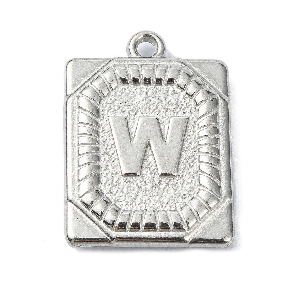 Bedel letter rechthoek alfabet A-Z RVS zilver 25x18mm - Image 24
