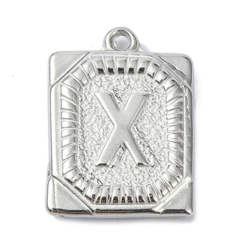 Bedel letter rechthoek alfabet A-Z RVS zilver 25x18mm - Image 25