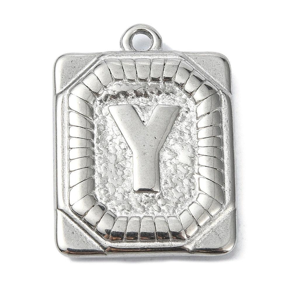 Bedel letter rechthoek alfabet A-Z RVS zilver 25x18mm - Image 26