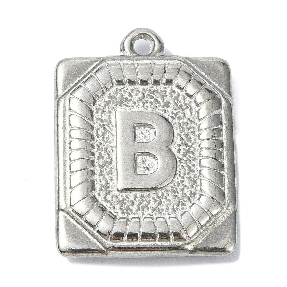 Bedel letter rechthoek alfabet A-Z RVS zilver 25x18mm - Image 3