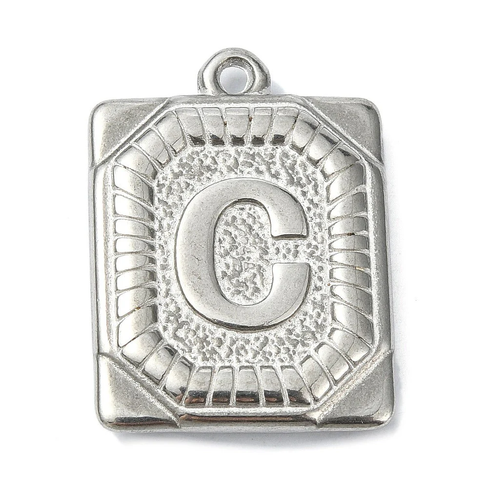 Bedel letter rechthoek alfabet A-Z RVS zilver 25x18mm - Image 4