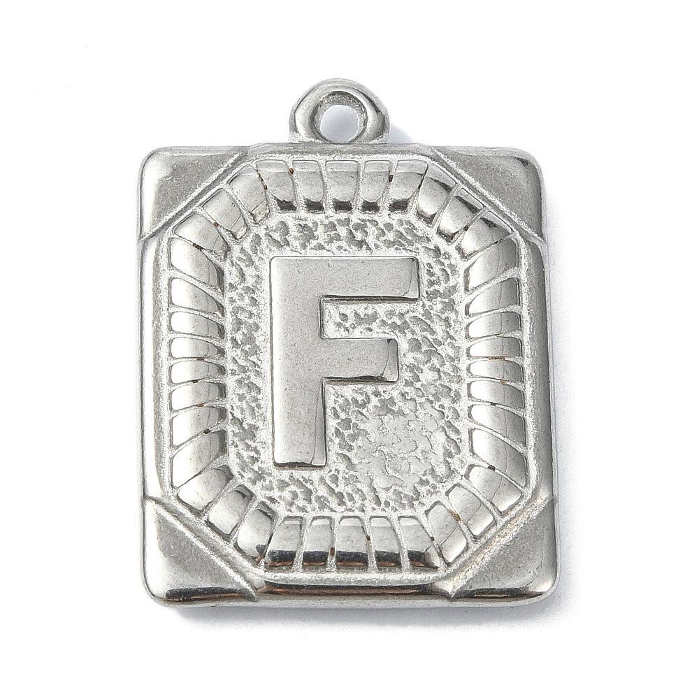 Bedel letter rechthoek alfabet A-Z RVS zilver 25x18mm - Image 7