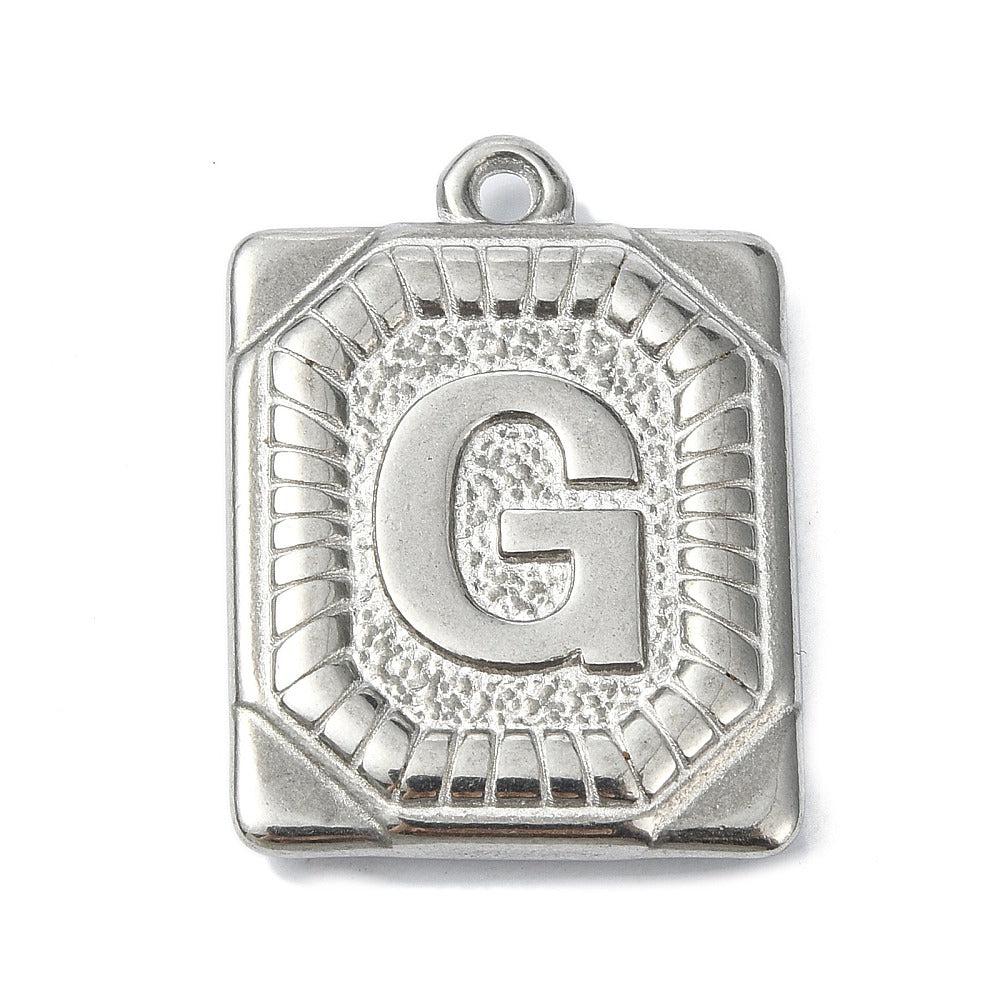 Bedel letter rechthoek alfabet A-Z RVS zilver 25x18mm - Image 8