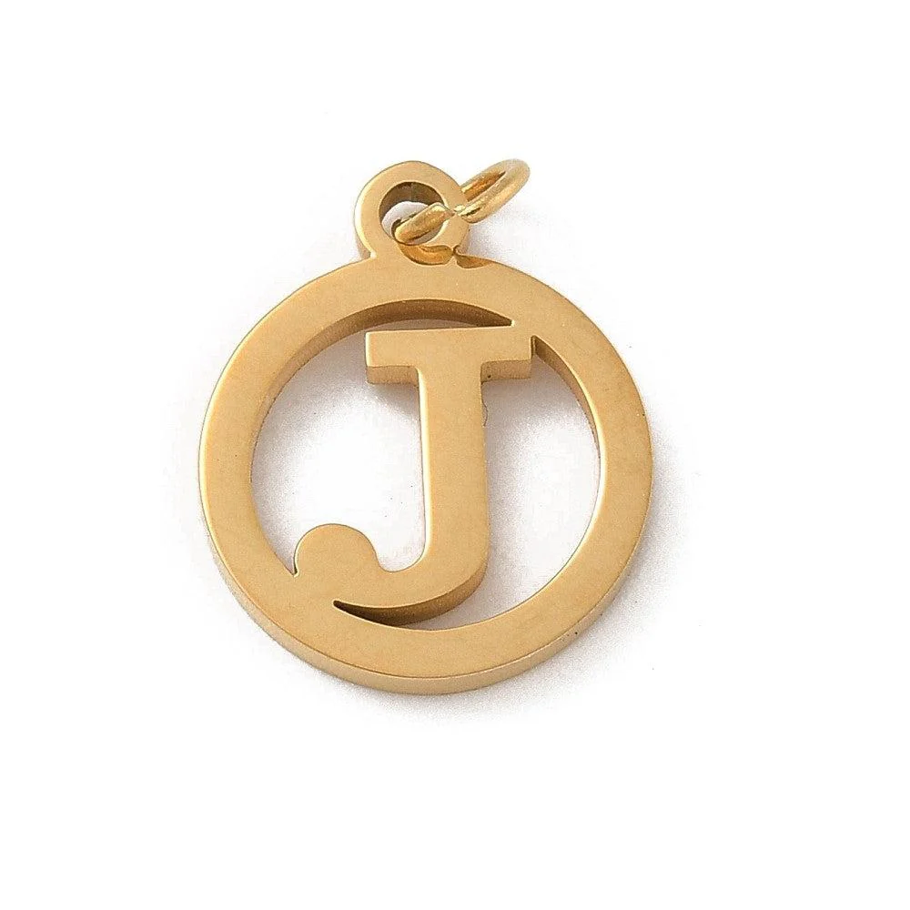 Bedel letter rond alfabet A-Z goud RVS 14x12mm - Image 11