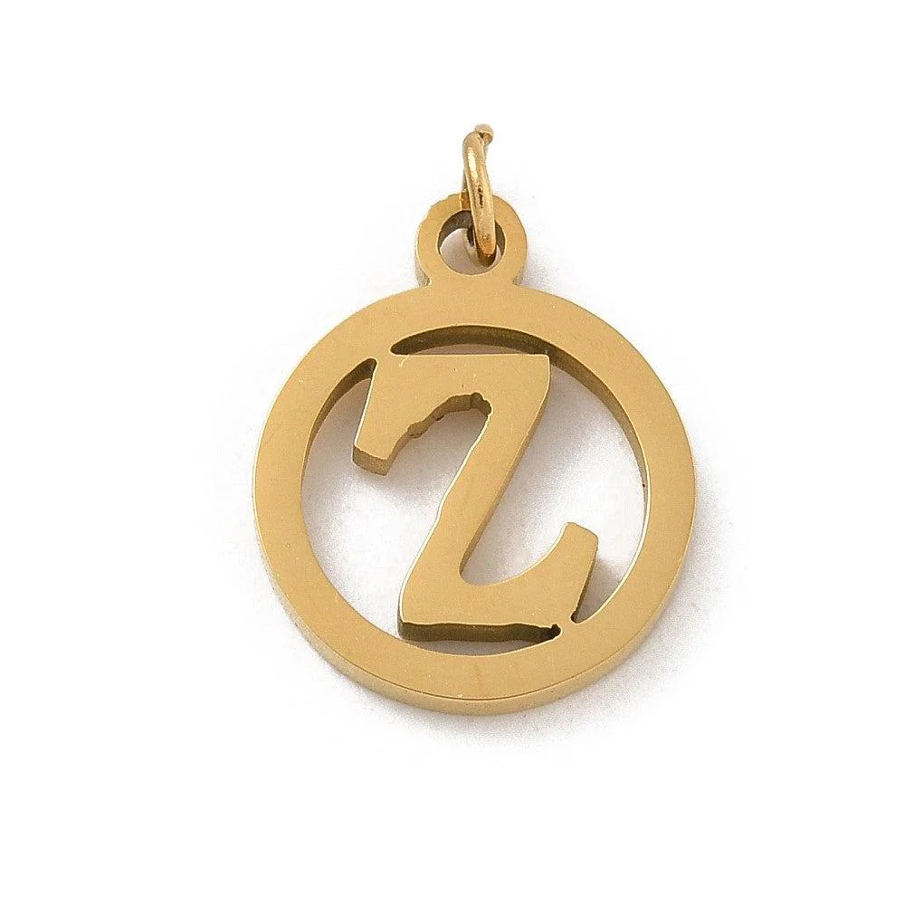 Bedel letter rond alfabet A-Z goud RVS 14x12mm - Image 12