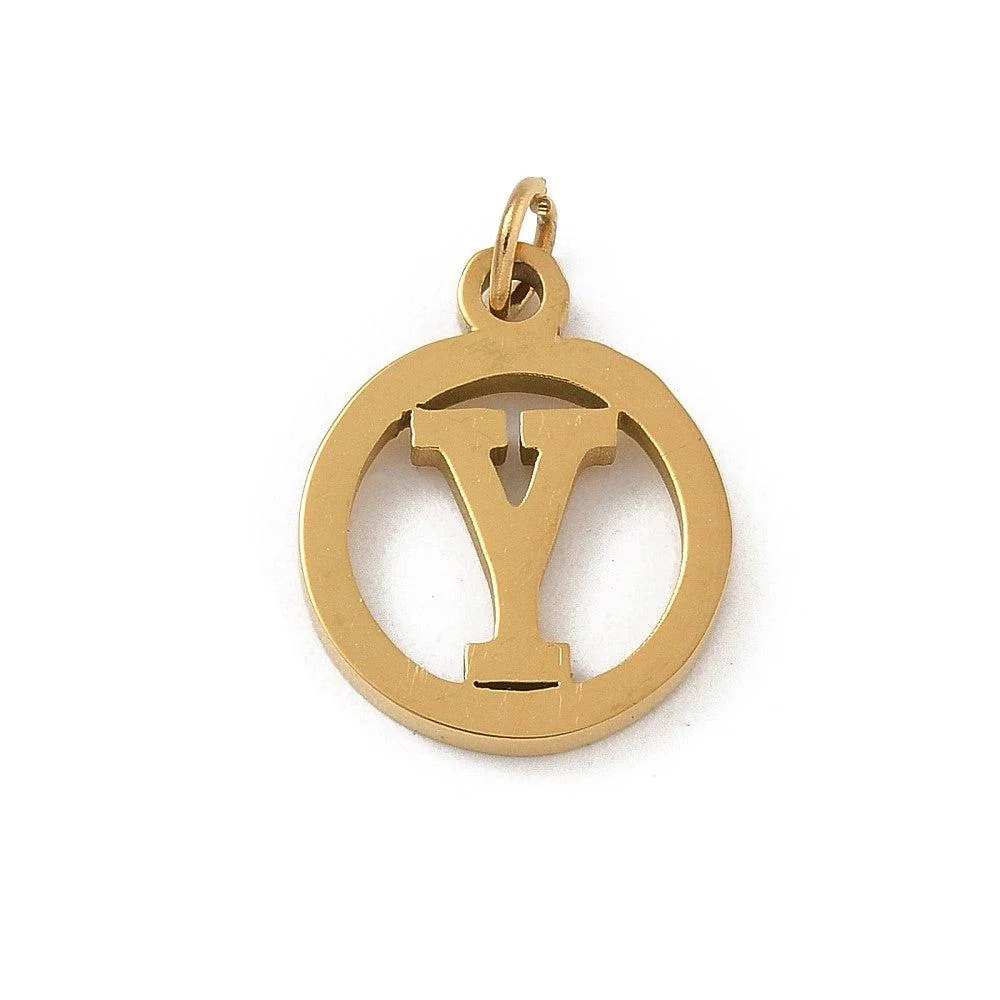 Bedel letter rond alfabet A-Z goud RVS 14x12mm - Image 13