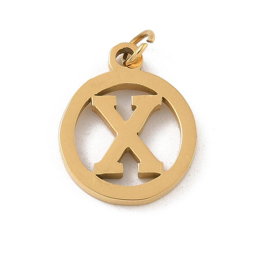 Bedel letter rond alfabet A-Z goud RVS 14x12mm - Image 14