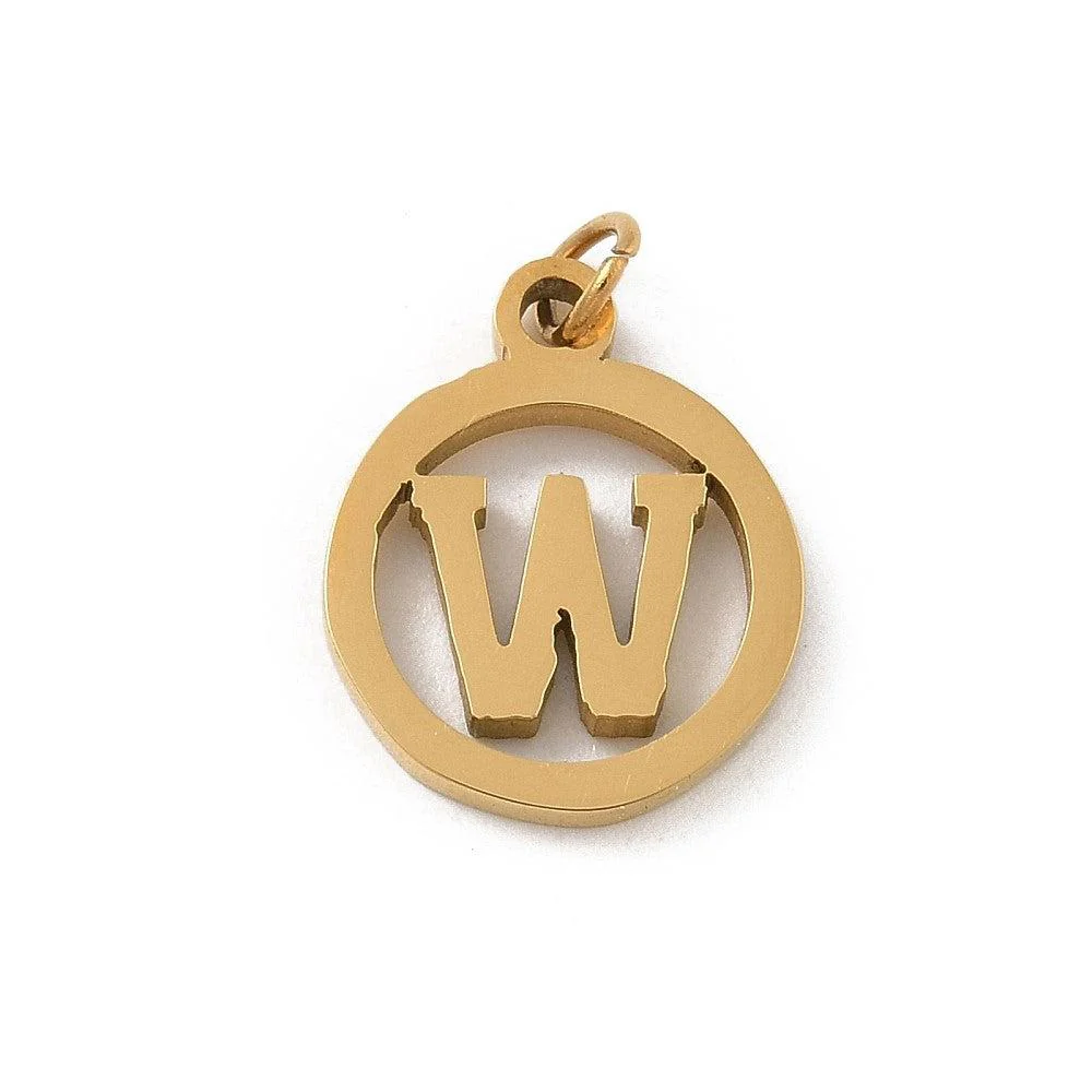 Bedel letter rond alfabet A-Z goud RVS 14x12mm - Image 15