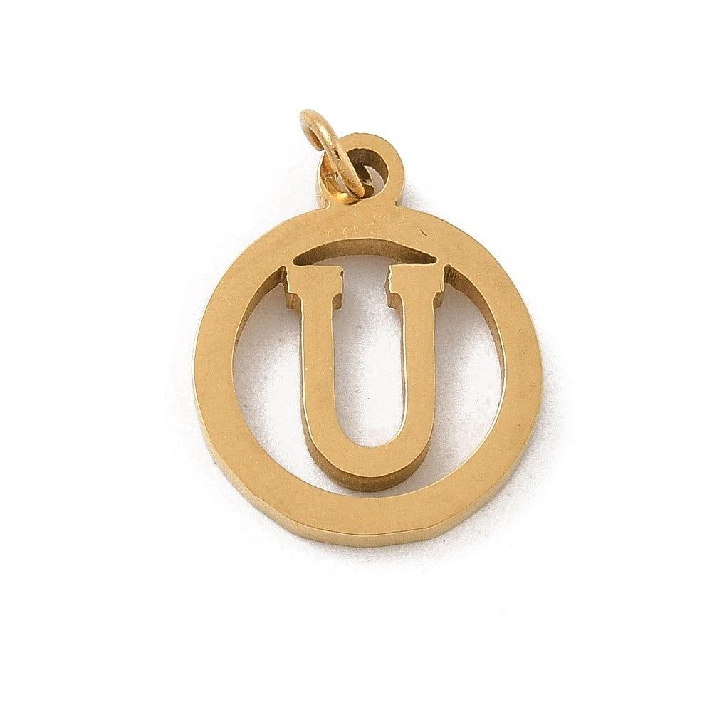 Bedel letter rond alfabet A-Z goud RVS 14x12mm - Image 16