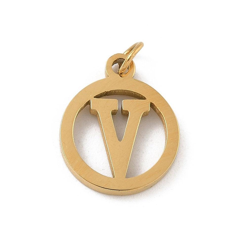 Bedel letter rond alfabet A-Z goud RVS 14x12mm - Image 17