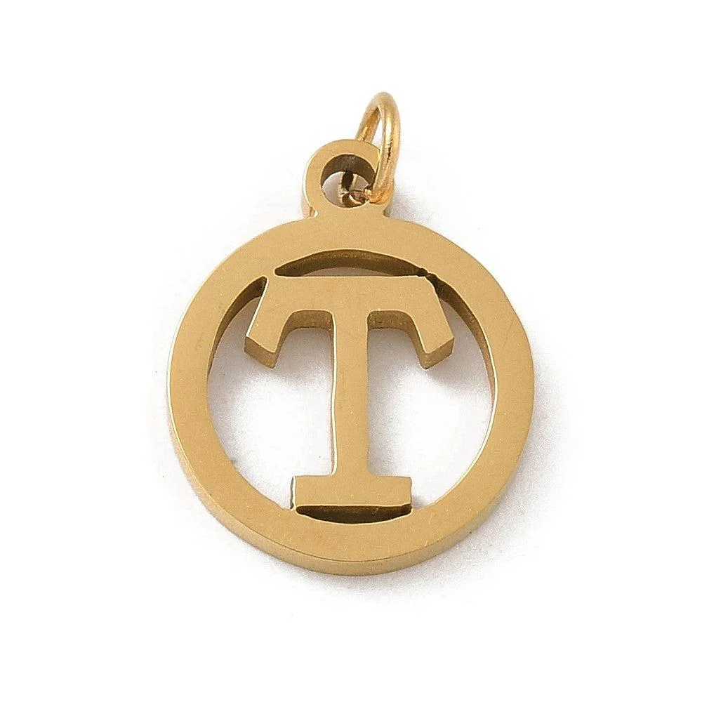 Bedel letter rond alfabet A-Z goud RVS 14x12mm - Image 18