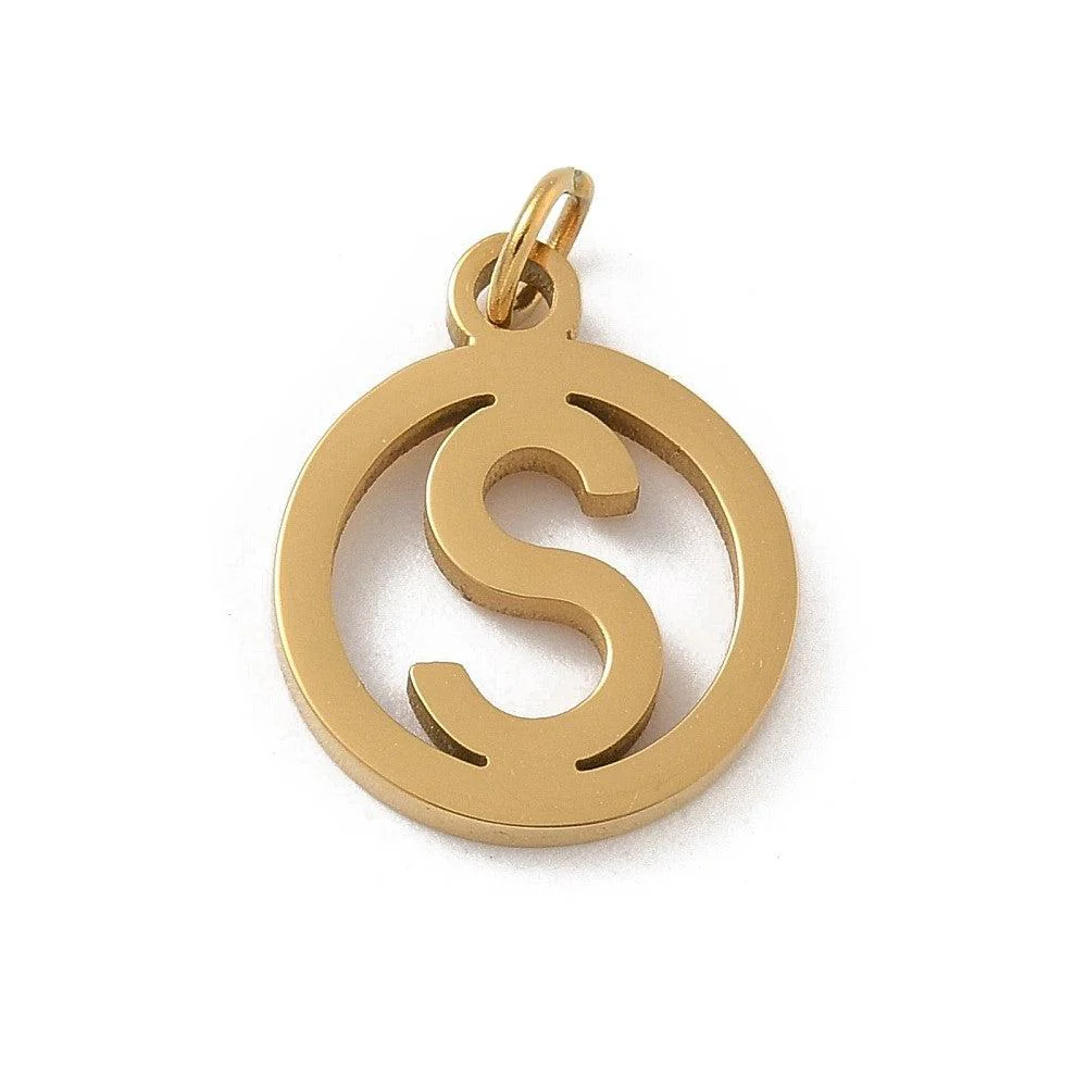 Bedel letter rond alfabet A-Z goud RVS 14x12mm - Image 19