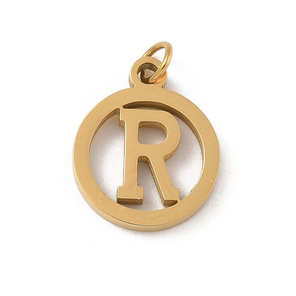 Bedel letter rond alfabet A-Z goud RVS 14x12mm - Image 20