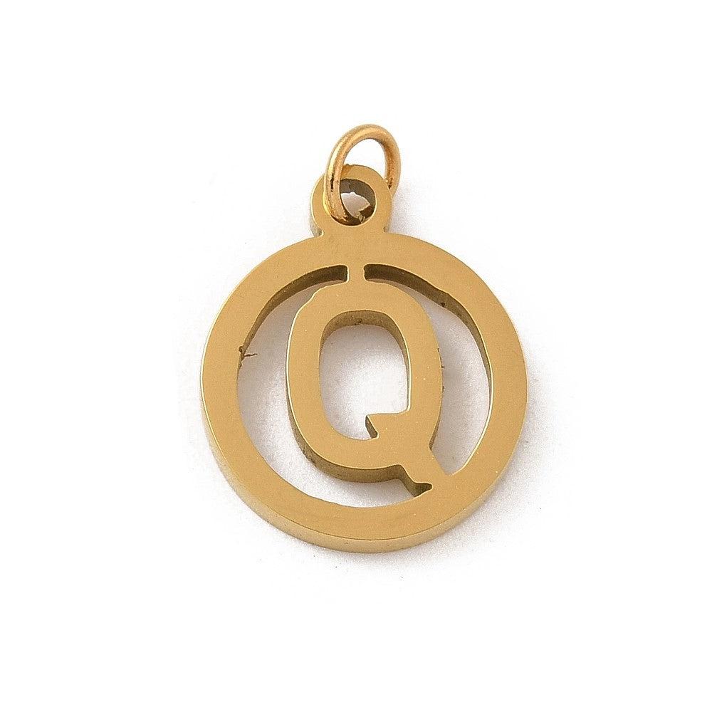 Bedel letter rond alfabet A-Z goud RVS 14x12mm - Image 21