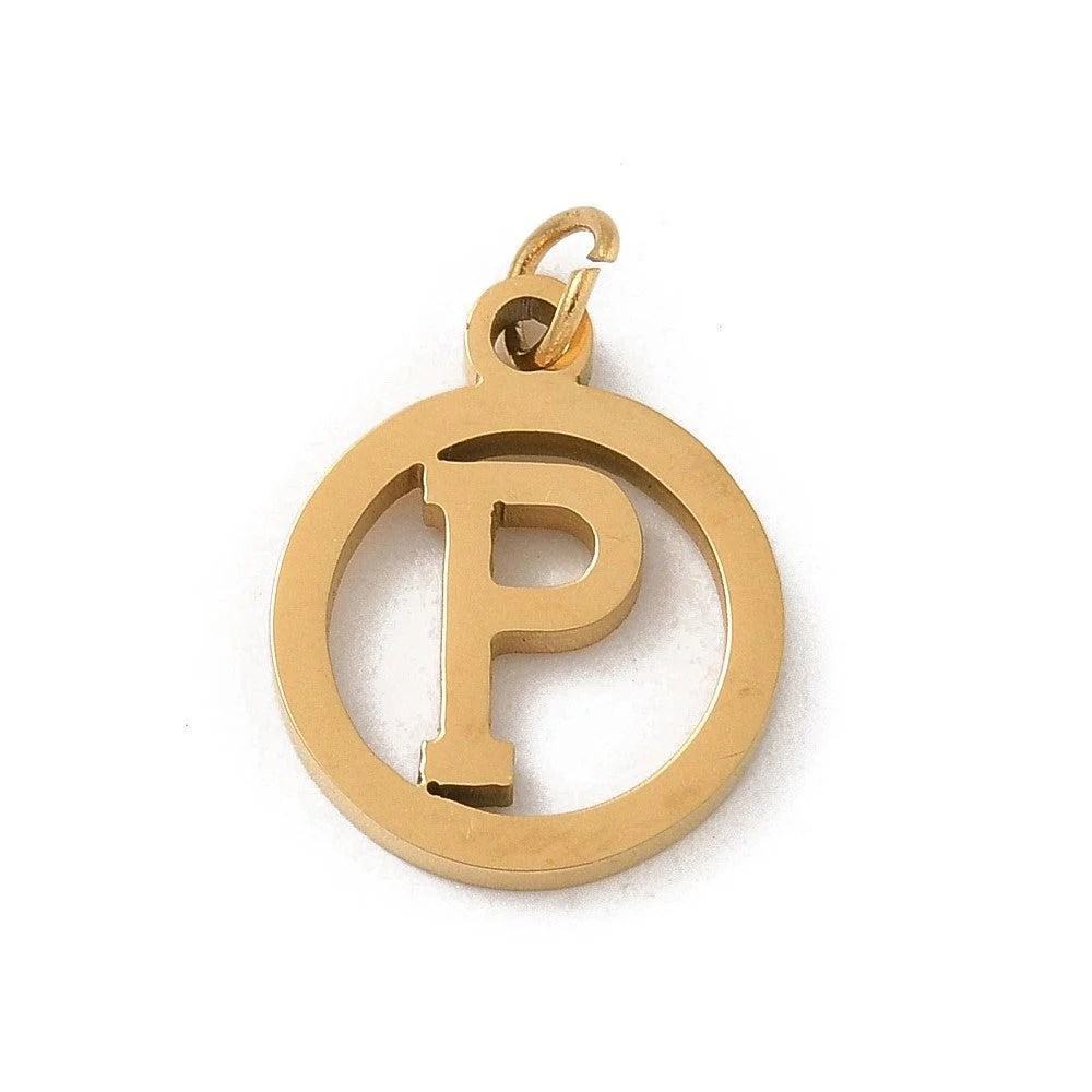Bedel letter rond alfabet A-Z goud RVS 14x12mm - Image 22