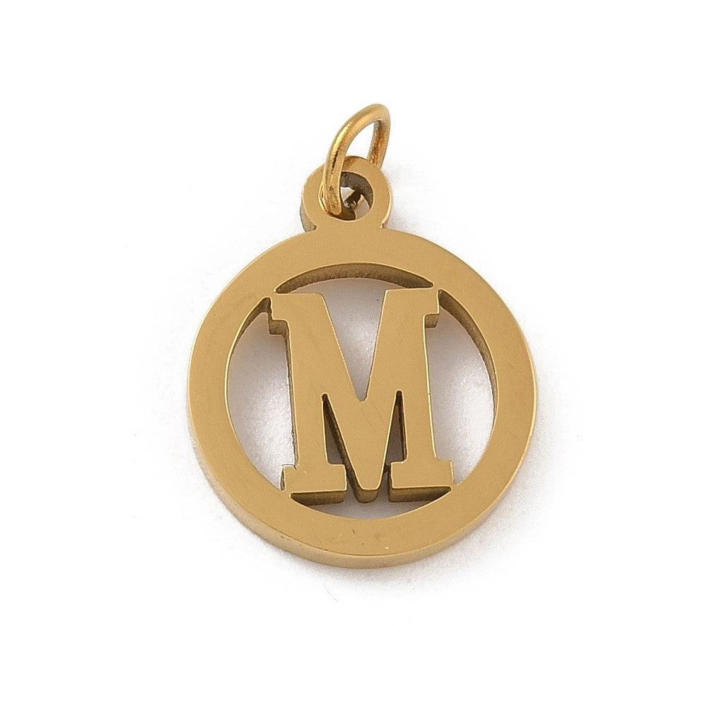 Bedel letter rond alfabet A-Z goud RVS 14x12mm - Image 25