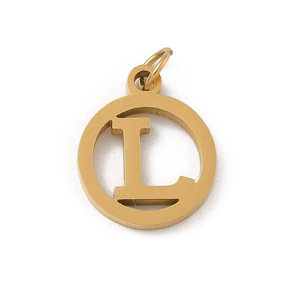 Bedel letter rond alfabet A-Z goud RVS 14x12mm - Image 26