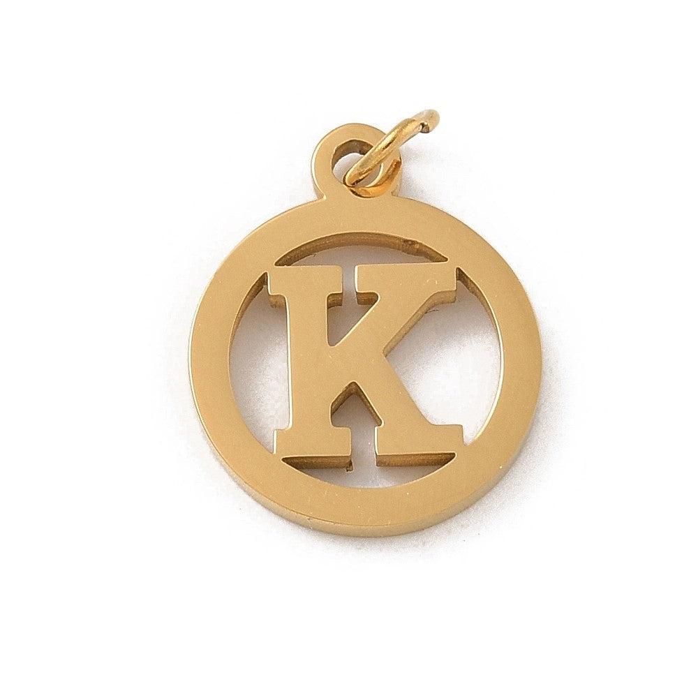 Bedel letter rond alfabet A-Z goud RVS 14x12mm - Image 27