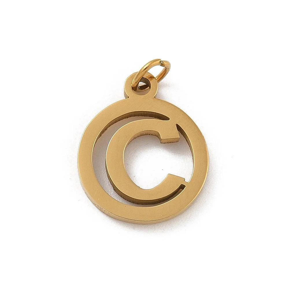 Bedel letter rond alfabet A-Z goud RVS 14x12mm - Image 3