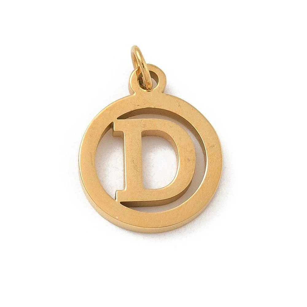 Bedel letter rond alfabet A-Z goud RVS 14x12mm - Image 4
