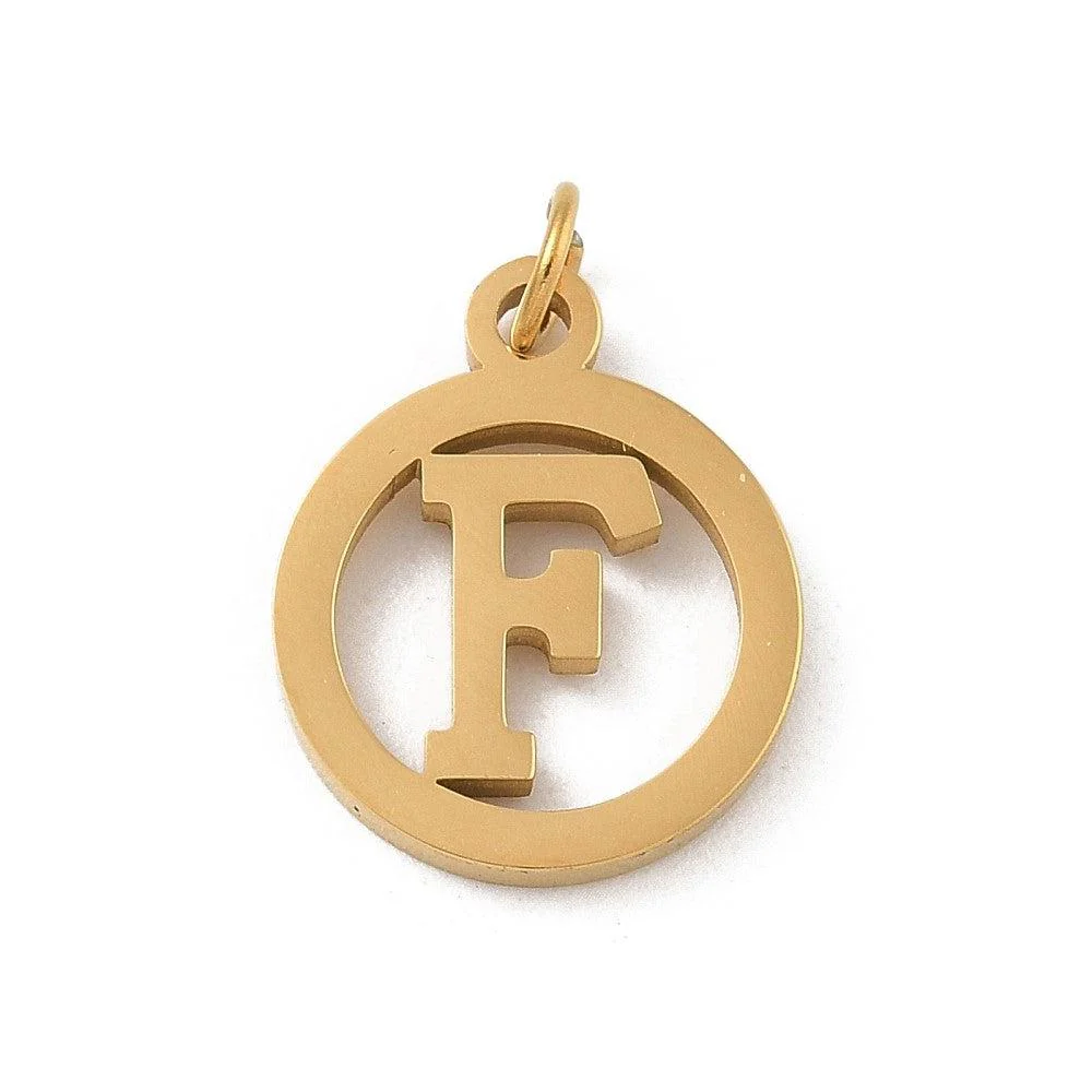 Bedel letter rond alfabet A-Z goud RVS 14x12mm - Image 6