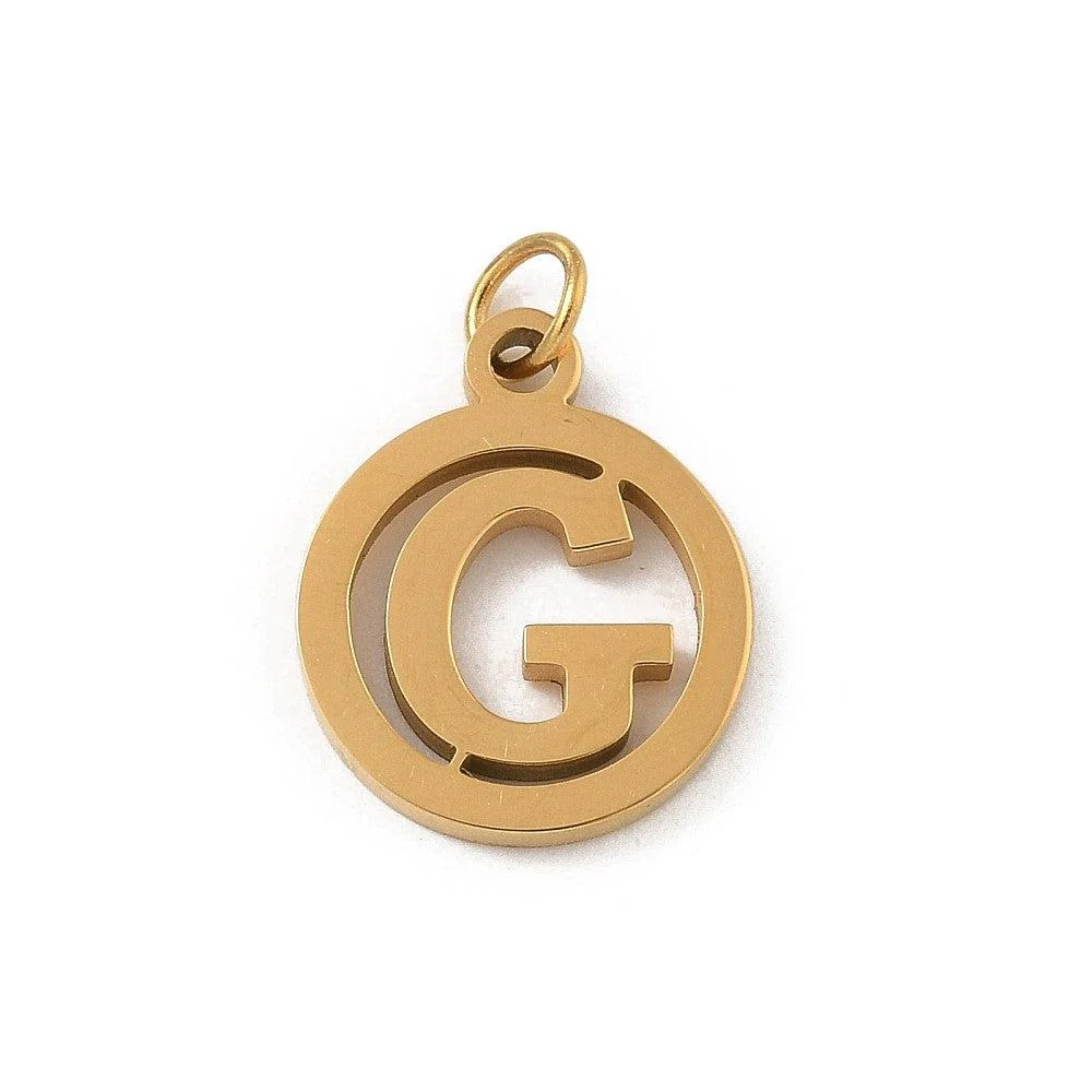 Bedel letter rond alfabet A-Z goud RVS 14x12mm - Image 7