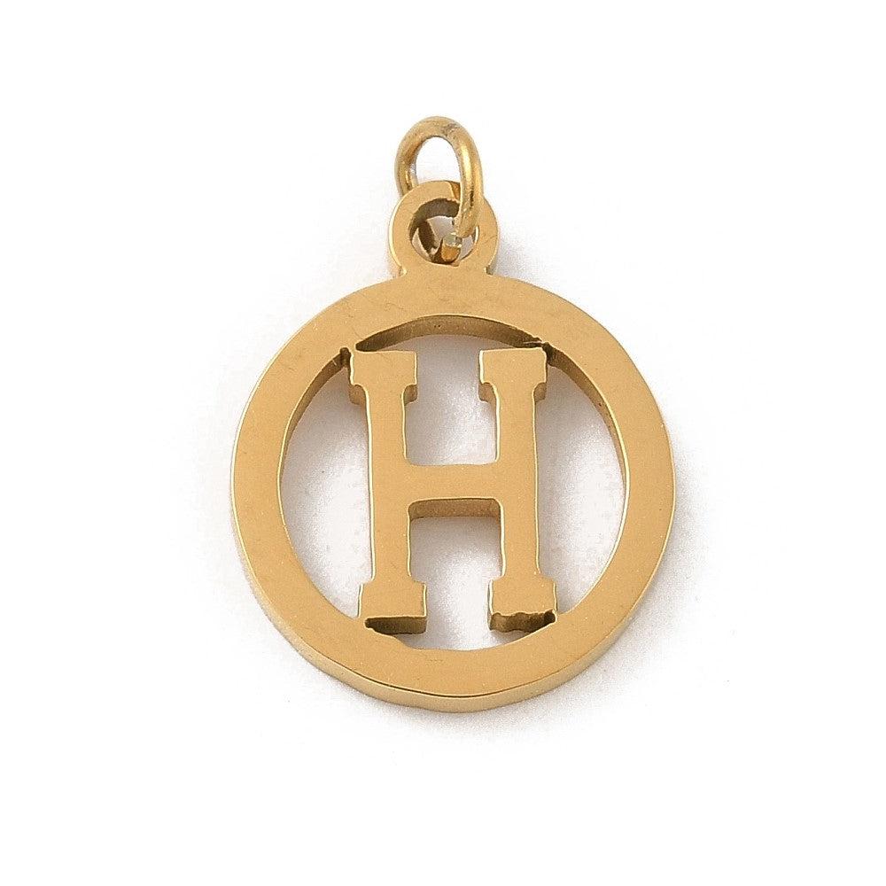 Bedel letter rond alfabet A-Z goud RVS 14x12mm - Image 8