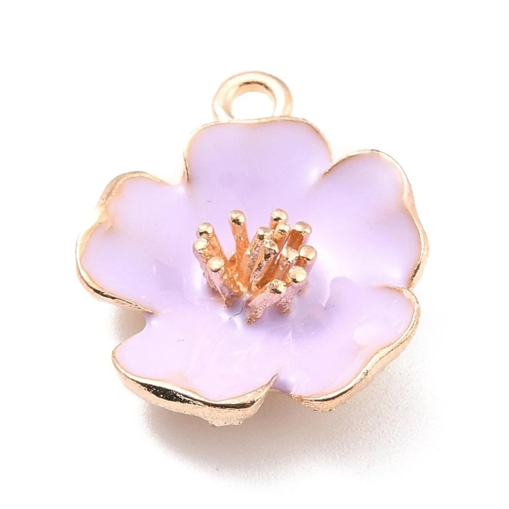 Bedel lila bloem basic goud 23x20mm