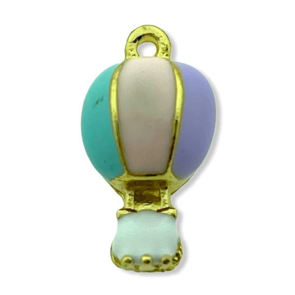 Bedel enamel luchtballon multicolour goud 18x10mm