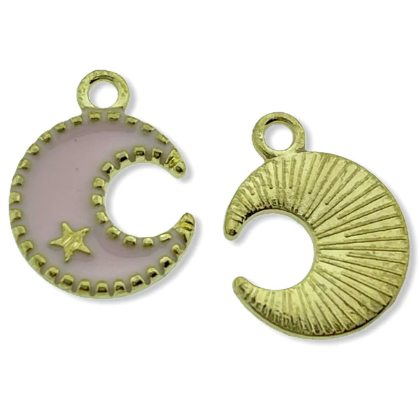 Bedel maan roze goud 16x13mm