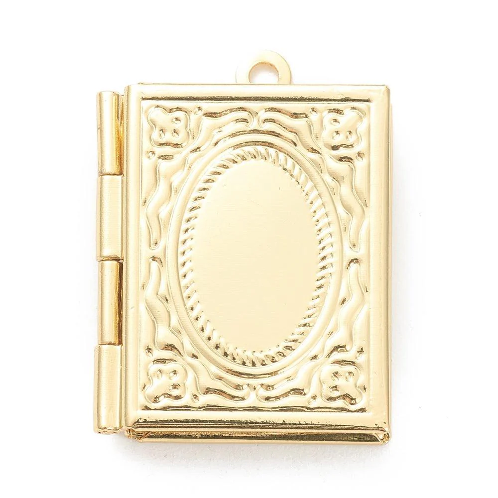 Bedel medaillon boek 18k plated goud 26mm